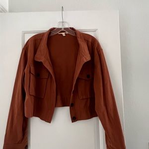 Rust colored cropped INC cotton jacket